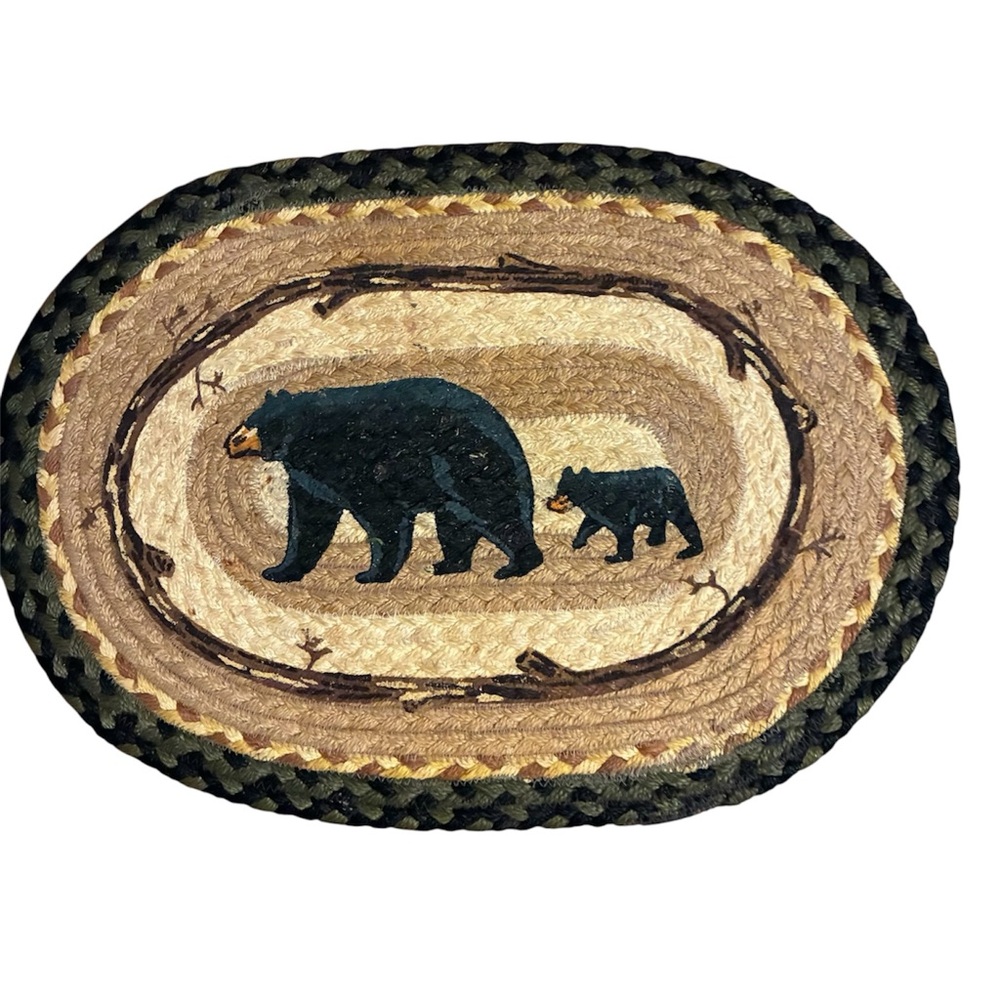 Capitol Earth Mama & Baby Bear Placemats 5-piece Jute 18x13 Jan Harless Rustic - Picture 2 of 10